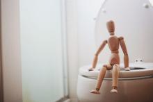 Puppet on a toilet