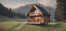 Charming wooden house in a meadow